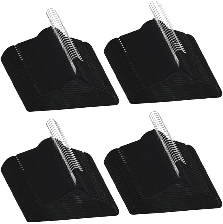 Velvet Clothes Hangers 20 Pack, Non-Slip Suit Hangers with 360-Degree Swivel Hook, Slim Space Saving Garment Hangers for Closet Organization, Black