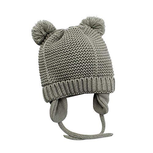 XIAOHAWANG Baby Boys Girls Hats Cute Pompom Ears Knit Winter Caps Toddler Earflap Beanies (2-3Years,...