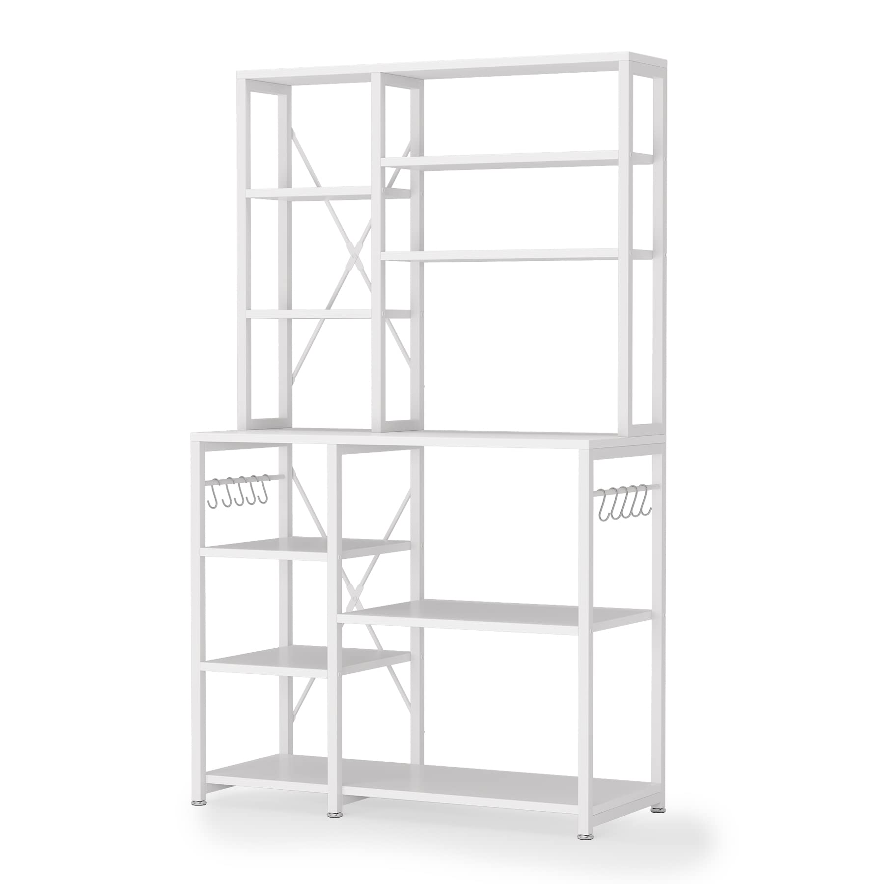 Tribesigns Kitchen Bakers Rack Standing, 10-Tier Large Kitchen Utility Storage Shelf with 10 S-Hooks and Metal Frame Microwave Oven Stand, 39.3" W x 15.7" D x 66.9" H