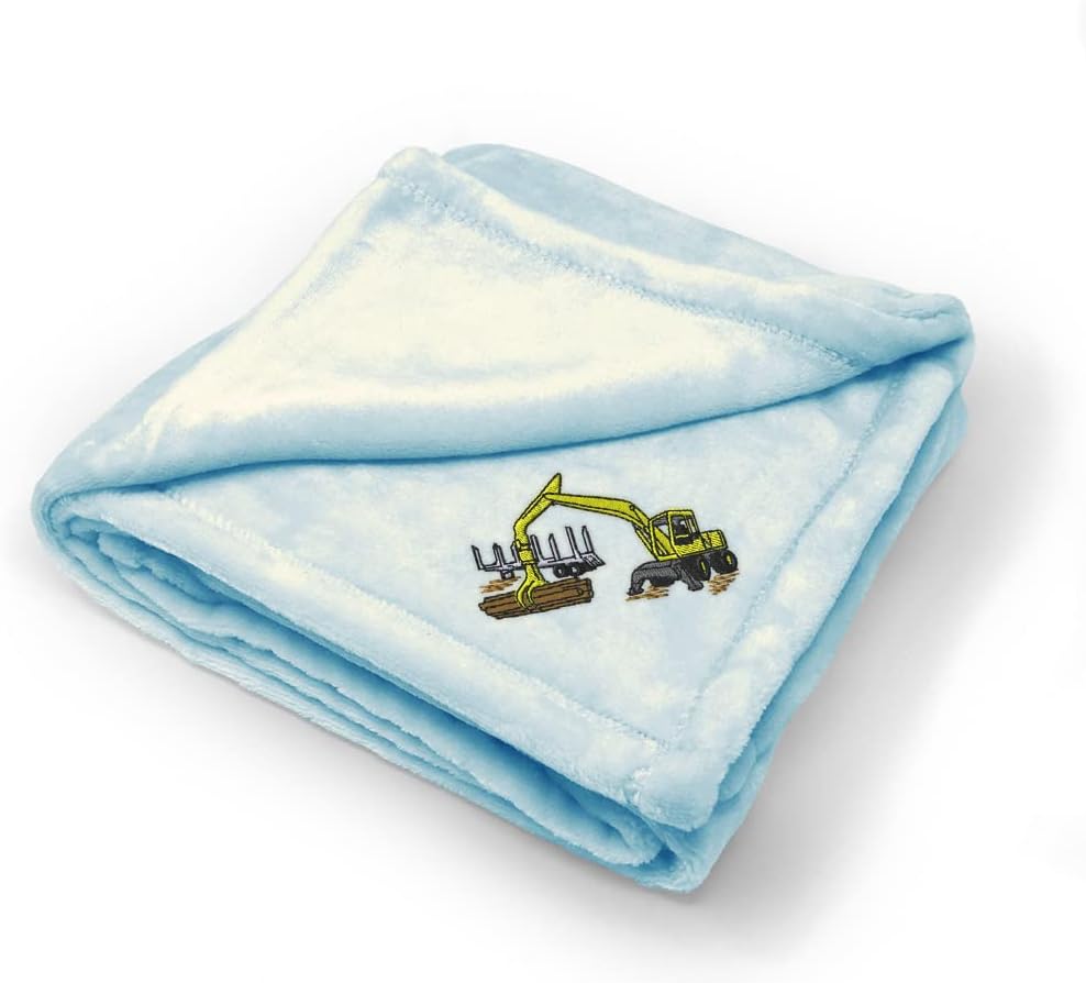 Fastasticdeals Nursery Bedding Baby Blankets for Boys & Girls Logging Excavator Construction