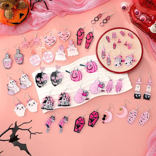 24 Pcs Halloween Earrings for Women Skeleton Bat Drop Dangle Earrings Halloween Party Jewelry Gift4