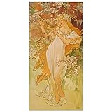 JUNIWORDS Poster, Alfons Maria Mucha, Frühling, Vier Jahreszeiten, 60 x 120 cm