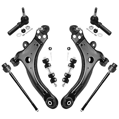 Image of Detroit Axle - Front 8pc Suspension Kit for Chevrolet Impala Buick Allure LaCrosse Century Regal, 2 Lower Control Arms w /Ball Joints 4 Outer & Inner Tie Rods 2 Sway Bar Links Replacement