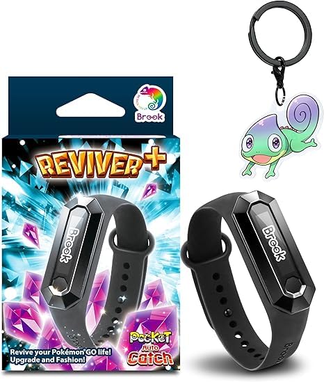 Brook Pocket Auto Catch Reviver Plus with Keychain - Pokemon Go Splendid Evolution, Auto Spin, Catching Pocket monsters, IP67, Reminder for Disconnection, Battery Capacity Display [Exclusive Version]