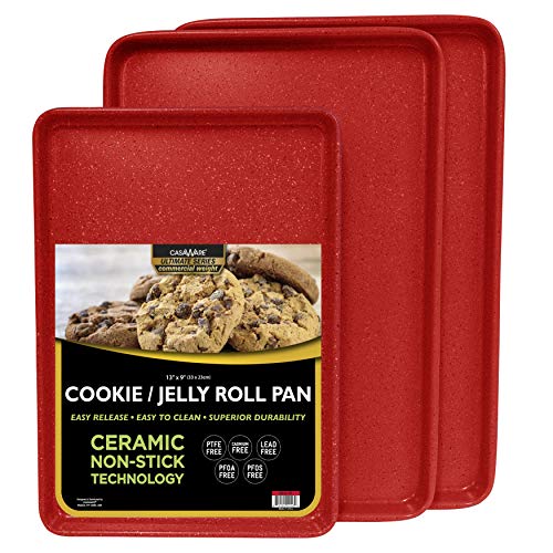 casaWare 3pc Ultimate Commercial Weight Cookie Sheet Set, Two 15 x 10-Inch Pans