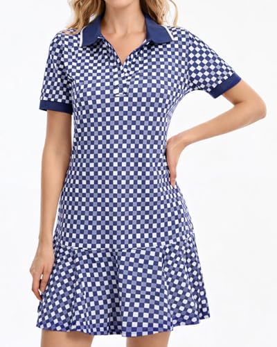 Image of YEXPINE Polo Dress for Women Short Sleeve Ruffle Hem Golf Tennis Summer Mini Dresses