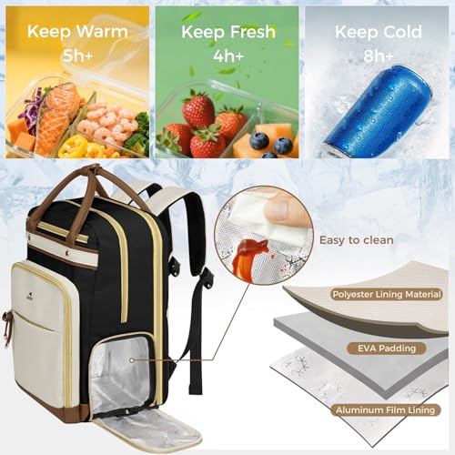 MATEIN Work Backpack with Lunch Compartment Detachable, 15.6 Inch Laptop Backpack with Organized Pocket, College Computer Backpacks Meal Prep Bag Gift for Teachers Nurse Adult Commute Office - Image 4