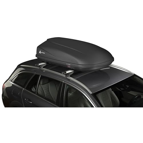 Althura Box Portatutto da Tetto 420L, Baule Auto Aerodinamico con Design Anti-Rumore Brevettato, Universale per Barre Fino a 100mm, Chiusura di Sicurezza Centralizzata, Finitura Nero Ruvido