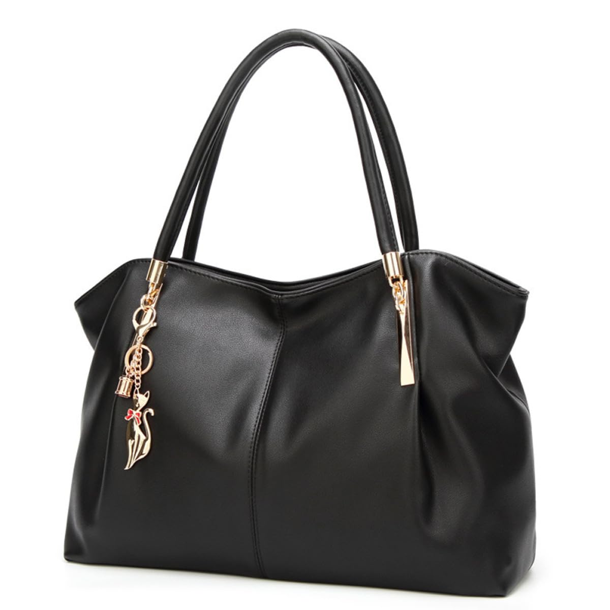 Bolso de Hombro Diseño Sencillo y Moderno de Pu Negro para Mujer Gran Capacidad, Adecuado para Uso Outdoor y Playa