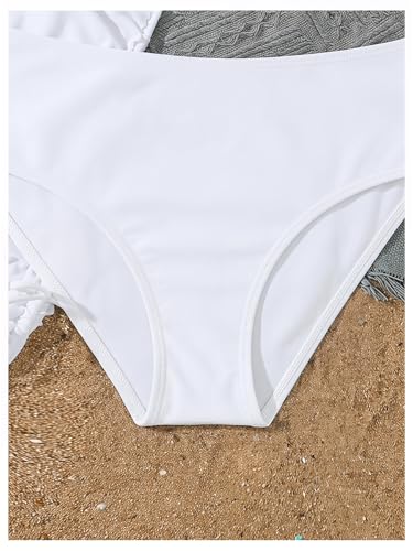 Image of RoseSeek Girl's 3 Piece Cute Bowknot Bathing Suit Halter Triangle High Waisted Swimsuit with Beach Cover Up Skirt