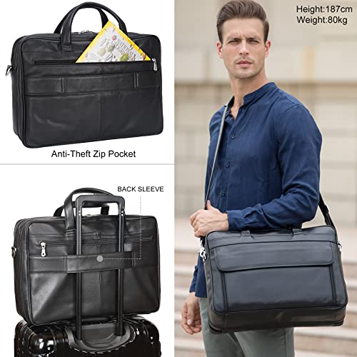 Masa Kawa Black Leather Briefcase