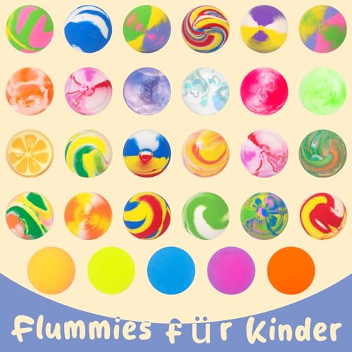 HAKACC Flummies für Kinder 50 Stück, 25mm Bunte Gummibälle Set für Karneval Mitgebsel, Hüpfball Füllung für Geburtstag Ostern Party