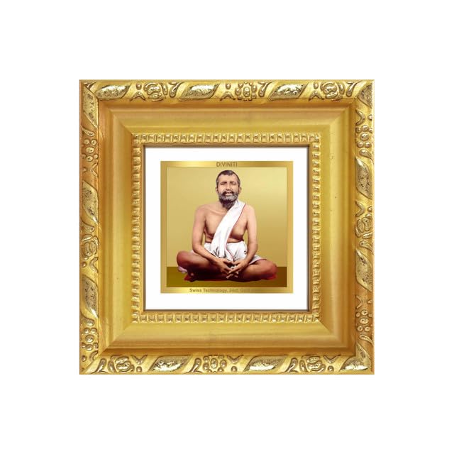 Image of DIVINITI Ramakrishna 24K Gold Plated Foil Tabletop Photo Frame for Home Decor, Puja Room, Luxury Gifting | DG Frame 103 S1A (10x10 CM)