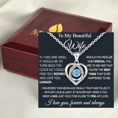 Wife Necklace From Husband To My Wife Necklace Soulmate Necklace For Women Future Wife Jewelry Birthday Christmas Valentine's gifts For Girlfriend Message Card & LED Box4
