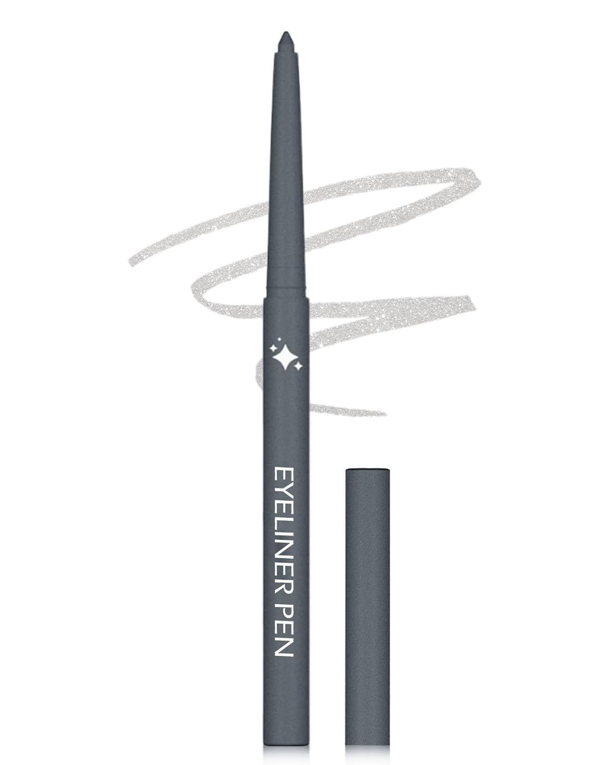 Glitter Silver Eyeliner Pencil, Glitter Gel Eyeliner Pencils, Waterproof Smudge Proof Long-Lasting Metallic Waterline Eye Liner, Precision Retractable Shine Pen for Mature Women Girls Eye Makeup- #11