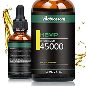 Premium Tropfen – Hochdosiertes Hanfsamenöl Tropfen, Omega 3-6-9 60ml 45000