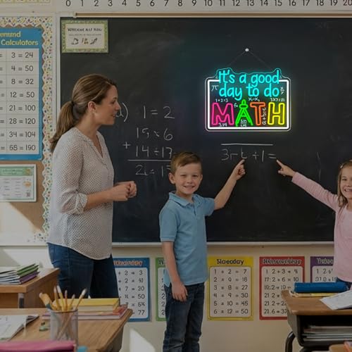 Image of Horseneon It's A Good Day to Do Math Neon Sign Led Light Dimmable Math Neon Sign for Classroom Neon Lights for Classrooms LED Classroom Signs Gift for Teachers Children