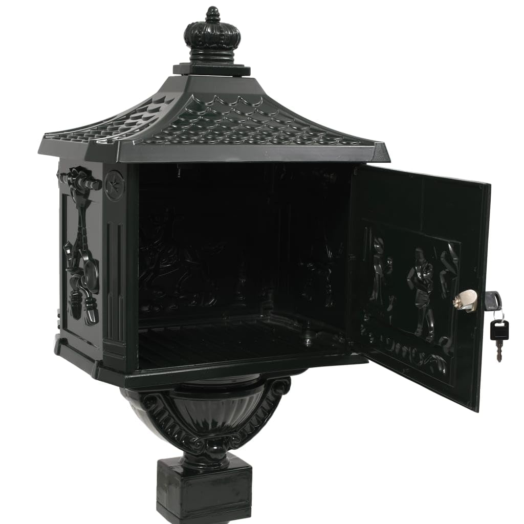 vidaXL Boîte aux Lettres sur Pied Aluminium Vintage Antirouille Vert Jardin