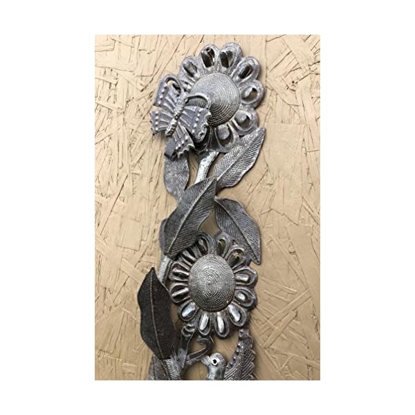   Its-Cactus-Metal-Wall-Decor-Butterflies-Birds-and-Flowers-Indoor-Outdoor-Hanging-Plaques-Handmade-in-Haiti-6-x-29-Inches-Buzzing-with-Flowers