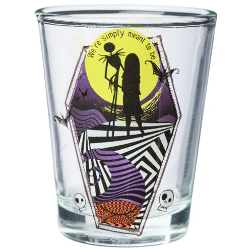 Image of Silver Buffalo Disney The Nightmare Before Christmas 4 Piece Mini Glass Set Featuring Jack Skellington and Sally, 1.5 Ounces