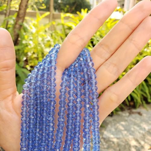 Image of 1000pcs Czech Faceted Rondelle Crystal Glass Beads 6mm Bulk Light Sapphire Blue