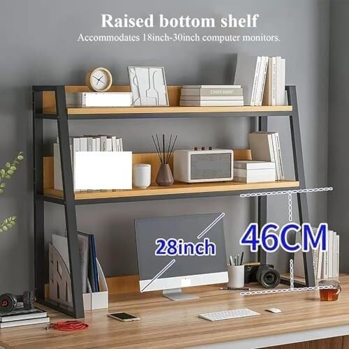 Moderno scaffale da scrivania a 2 livelli - Organizzatore multiuso for | computer e librerie Elegante espositore for casa e ufficio Perfetto piccoli spazi(115cm)