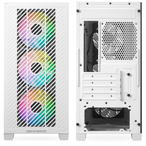 Cooler Master Elite 301 White - Mini-Tour (Micro-ATX, ITX), 3 Ventilateurs Avant ARGB 120mm (1200tr/min), pour Radiateur 280mm Max. ou GPU 365mm Max., Emplacement PSU Ajouré, USB 3.2 Gen1 Type-C