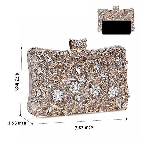 Tanpell Womens Crystal Evening Clutch Bag Rhinestone Wedding Handbag Purse for Bridal Prom Cocktail Party - Image 3
