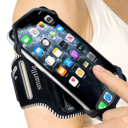 Smartlle Phone Armband, 360° Rotatable Premium Sports Armband for All Phones: iPhone 11/11 Pro/11 Pro Max/XR/XS Max/X/XS/8 7 6S Plus, Samsung Galaxy, LG, Moto, Pixel; for Running Workout Gym Jogging