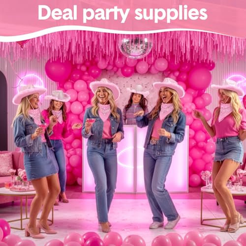 Image of Coume 12 Pcs Sparkly Adults Cowboy Hat and Bandanas Women Men Western Glitter Cowgirl Party Hats with Adjustable Drawstring