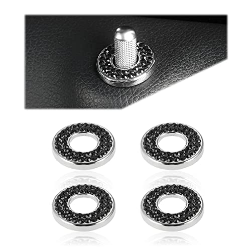 Jawmoy Pack-4 Bling Car Inner Door Lock Covers Trim, Car Decorative Door Bolt Cap, Crystal Auto Door Lock Decals, Compatible with Mercedes-Benz A/B/C/D/E Class (Black)