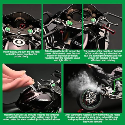Image of Bestie toys 1 /6 Scale Kaawaasaki H2R Alloy Diecast Motorcycle with Sound & Light Features High Gloss Spray Finish Rubber Tires Premium Collectible Gift