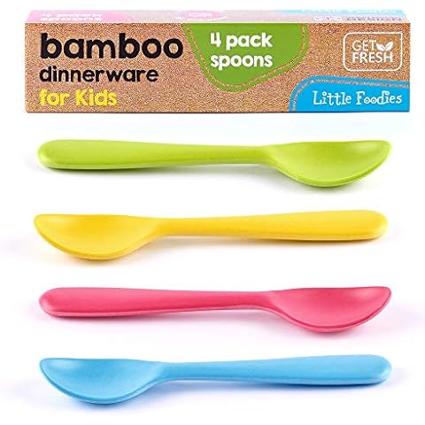 GET FRESH Bamboo Kids Spoons Set – 4-pack Reusable Bamboo Fiber Kids Spoons for Everyday Use – Large Bamboo Kids Cutlery for Daily Mealtime – Colorful Bamboo Utensils for Toddlers and School Children Cover