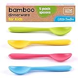 Picture of GET FRESH Bamboo Kids Spoons Set – 4-pack Reusable Bamboo Fiber Kids Spoons for Everyday Use – Large Bamboo Kids Cutlery for Daily Mealtime – Colorful Bamboo Utensils for Toddlers and School Children