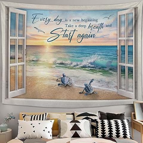 yowecso Coastal Sunrise Tapestry Wall Hanging Cover