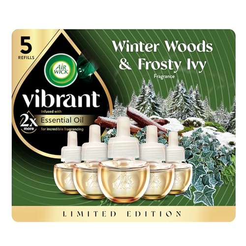 Air Wick Vibrant Plug-In Scented Oil Refills 5 Count Winter Woods & Frosted Ivy Air Freshener Essential Oils