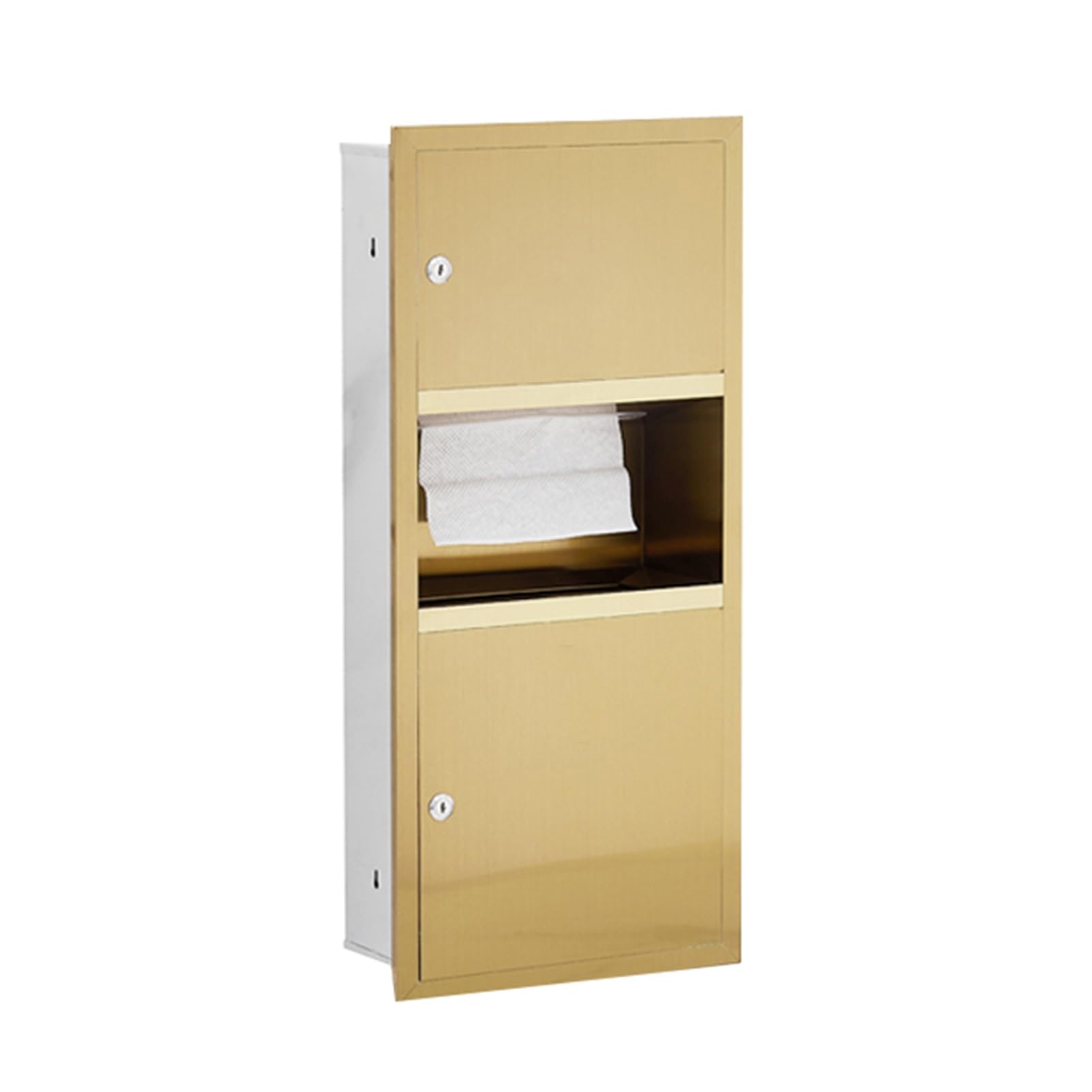 Półki prysznicowe ze stali nierdzewnej, wpuszczane pionowe przechowywanie w łazience, nowoczesny prostokątny organizer do łazienki, 34,5 x 14,5 x 75 cm
