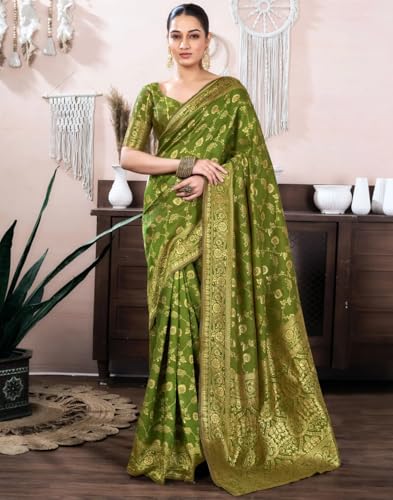 Image of Women's Kanjivaram Soft Silk Banarasi Saree With Blouse Piece | Banarasi Sari For Women | Saree with Blosepiece