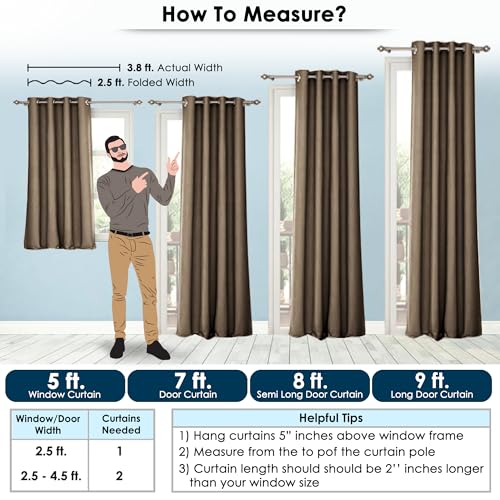Image of Story@Home 100% True Blackout Window Curtains 5 Feet Set of 3 | Plain Design | Room Darkening Curtain | Thermal Insulated Curtains for Living Room, Bedroom | (116 x 152 cm, Copper Brown)