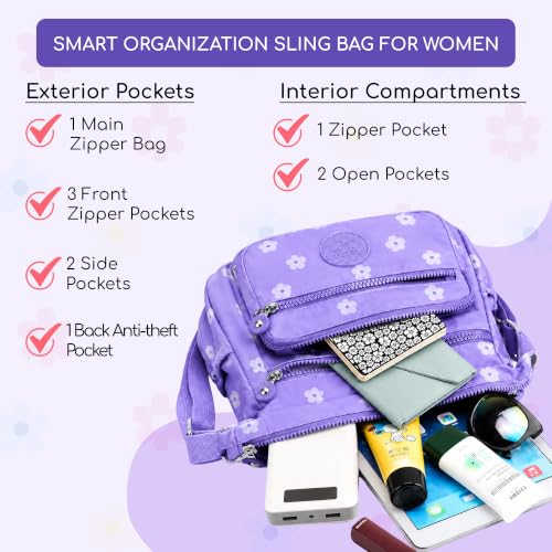 Image of MOCA Womens Nylon Crossbody Sling Bag for Women - Lightweight, Durable, Stylish Shoulder Bag for Teens, Women Office, Travel & Everyday Use