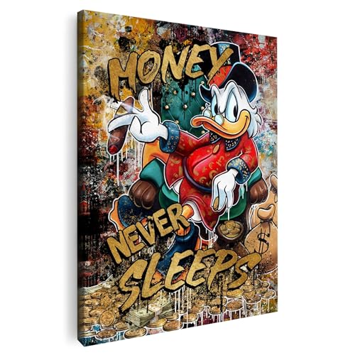 Artmazing | S-Art Wandbilder für Wohnzimmer | Modern und Bunt | Dagobert Duck Bild | XXL Leinwand Deko