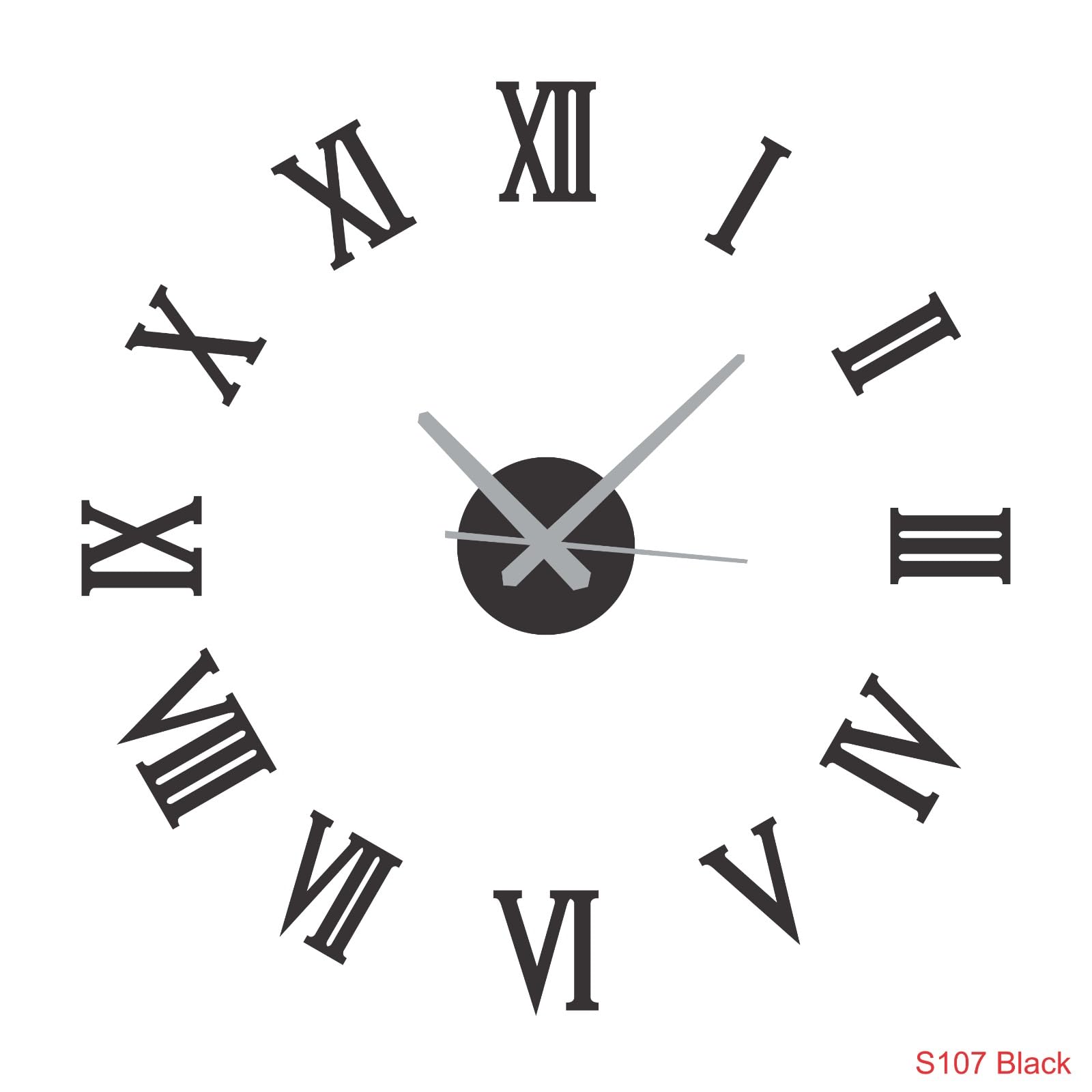3D DIY Wall Clock, Black Roman Numerals, Silent Movement, No Nailing Required, Easy 6-Step Installation (Black)-image-48