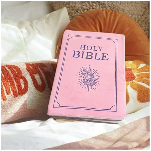 Bible Pillow,13x8.8x4 Inches,Bible Pillow Book Plush That Opens, for Kids Adults Christian Gifts, Decoration for Bedrooms, Living Rooms (Pink)