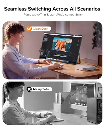 Image of Portable Monitor 24 inch 144Hz 1080P, 145% sRGB QLED Gaming Monitor, 0.1MS FreeSync, 450Nits Laptop Monitor, USB-C & HDMI, VESA & Stand, Large Second Screen for Laptop, Computer, Mini PC, Game Consoles