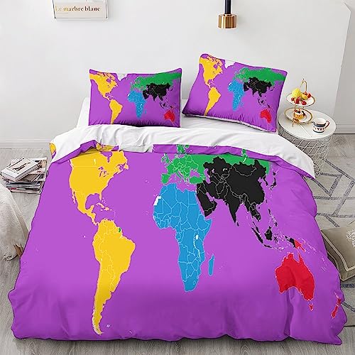 Parure de lit World Map housse de couette double 200x200cm - 3