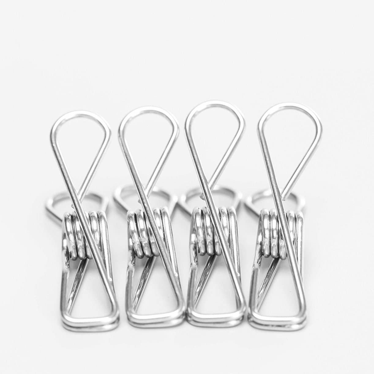 Pinzas de acero inoxidable, clips de resorte de metal, clips universales para colgar en oficinas, cocinas y baños, 5 cm, paquete de 100