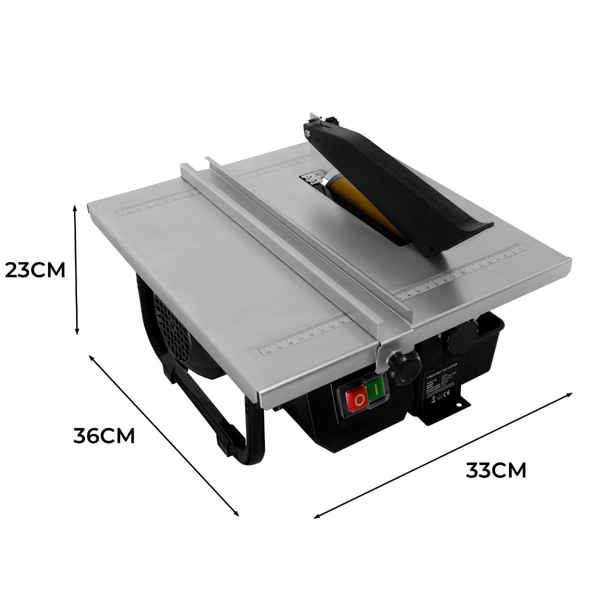 Scie à Eau Pour Carreaux, Carrelages 600W - Table 330 x 360 mm - Profondeur de Coupe 35 mm - Coupe de Carrelage Travaux Rénovation Salle de Bain Atelier [2 Lames Diamantées 180mm INCLUS]