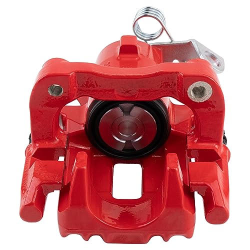 Image of TRQ Rear Right Brake Caliper w /Bracket Performance Red Passenger Side
