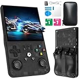 【 BATTERIE DURABLE 】 Conçue pour plus de commodité, la console de jeu R36MAX est livrée avec une puissante batterie de 4000mAh qui offre jusqu'à 6 heures de jeu sur une seule charge. Cela en fait le compagnon idéal pour vos voyages, vous assurant d'avoir du divertissement à portée de main où que vous alliez.