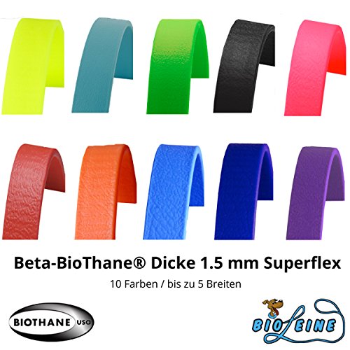bio-leine Beta Biothane Superflex Meterware -in Schwarz I 25 mm breit - schmutzabweisend und wasserabweisend I 1,5mm dick